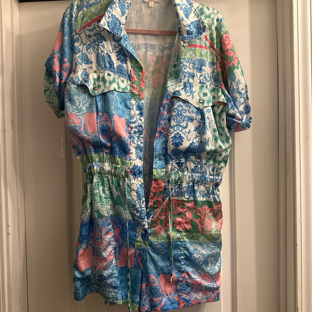 Colorful Patterned Silk Romper
